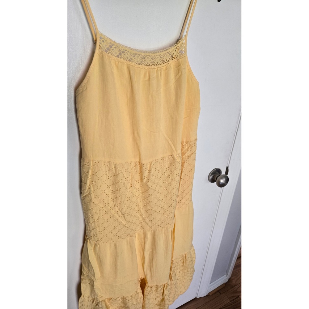 Z Supply Maze Tiered Eyelet Midi Dress Yellow Crochet Lace ZD232664S‎ Womens S - Picture 3 of 10